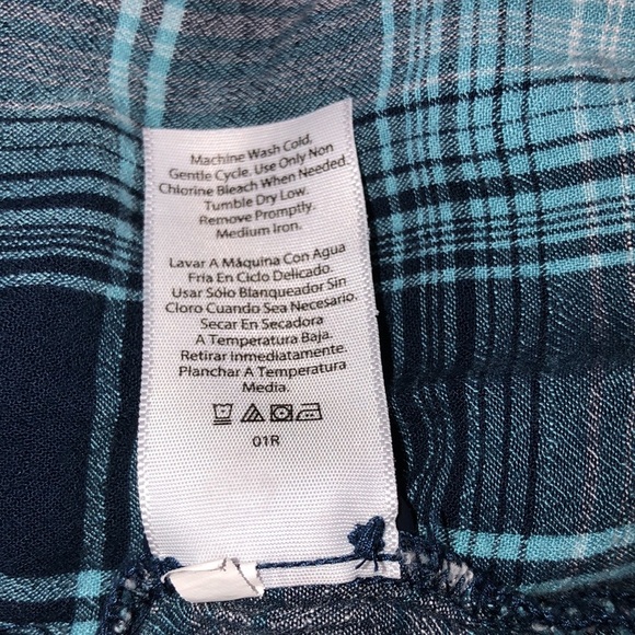Terra & Sky blue plaid button down shirt size 1X - Picture 7 of 7